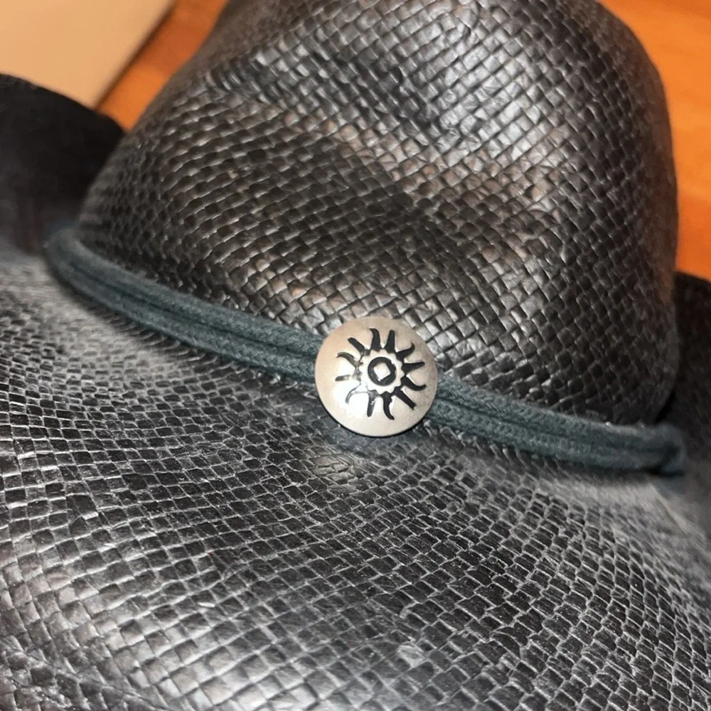 Scala Western Hat in black natural fiber size sm / med with chin strap